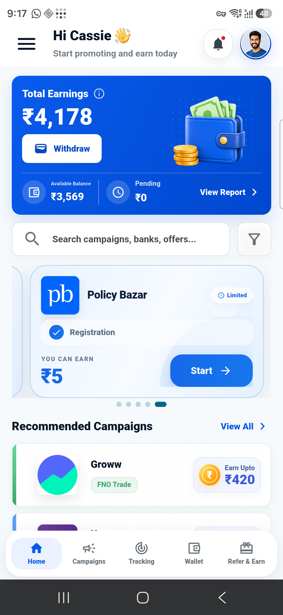 Real ClickMudra app home screen